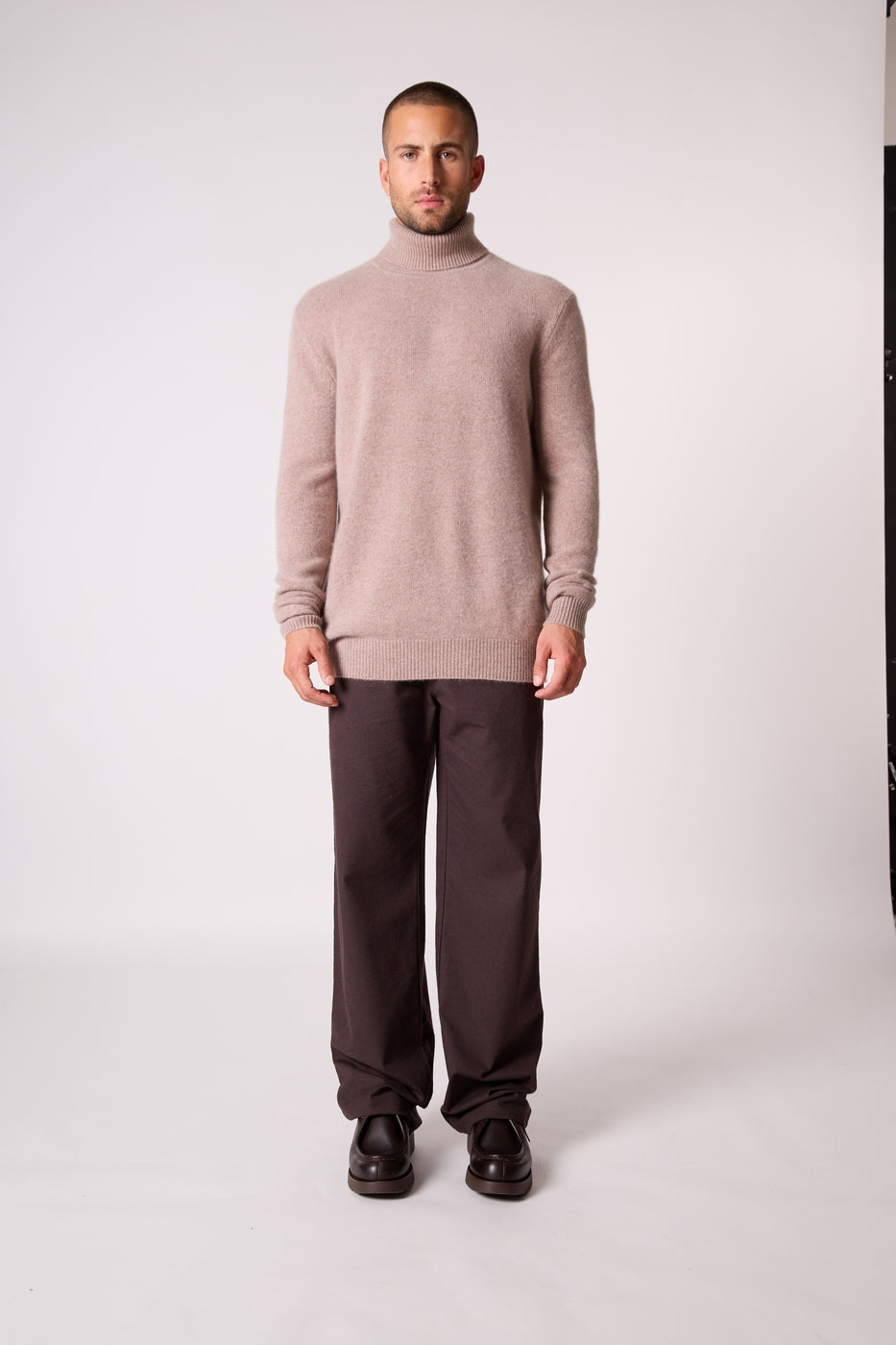Pull Col Roulé 4 Fils Marius - Taupe Clair Chiné