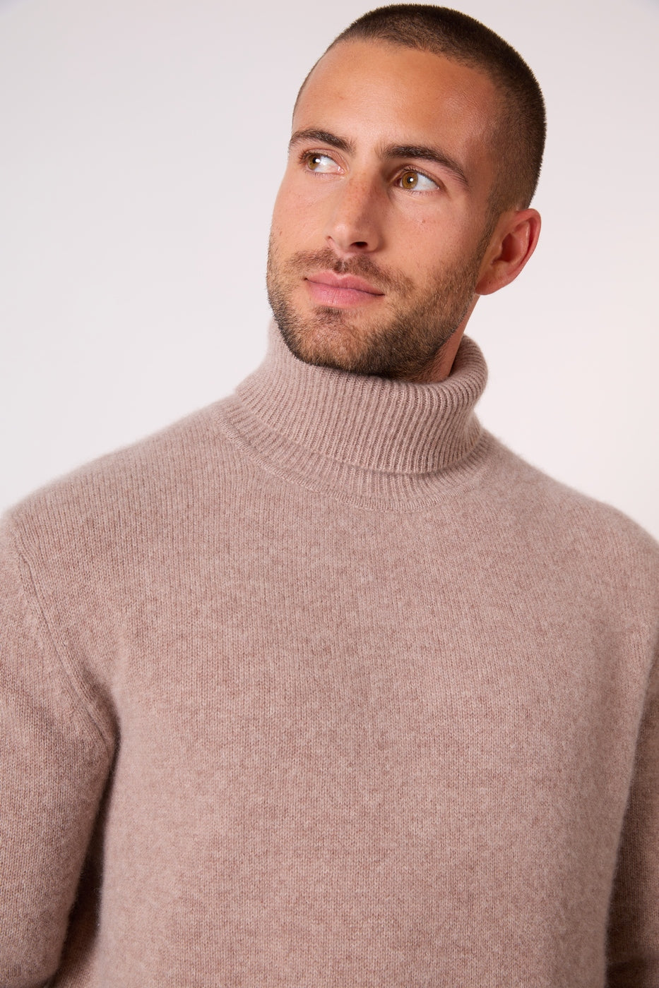 Pull Col Roulé 4 Fils Marius - Taupe Clair Chiné