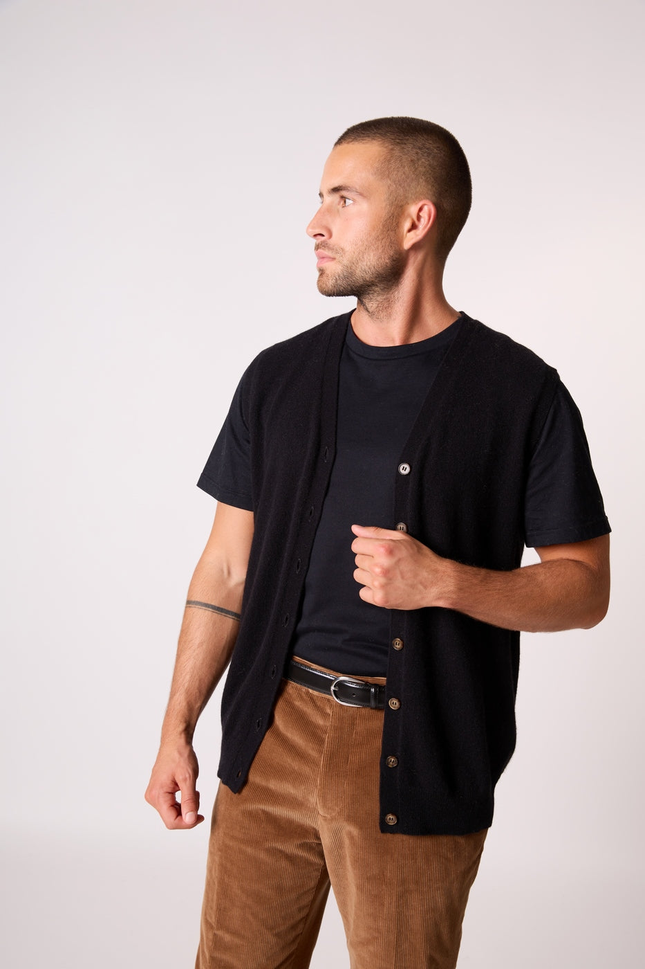 Cardigan Col V Sans Manches Arthur - Noir