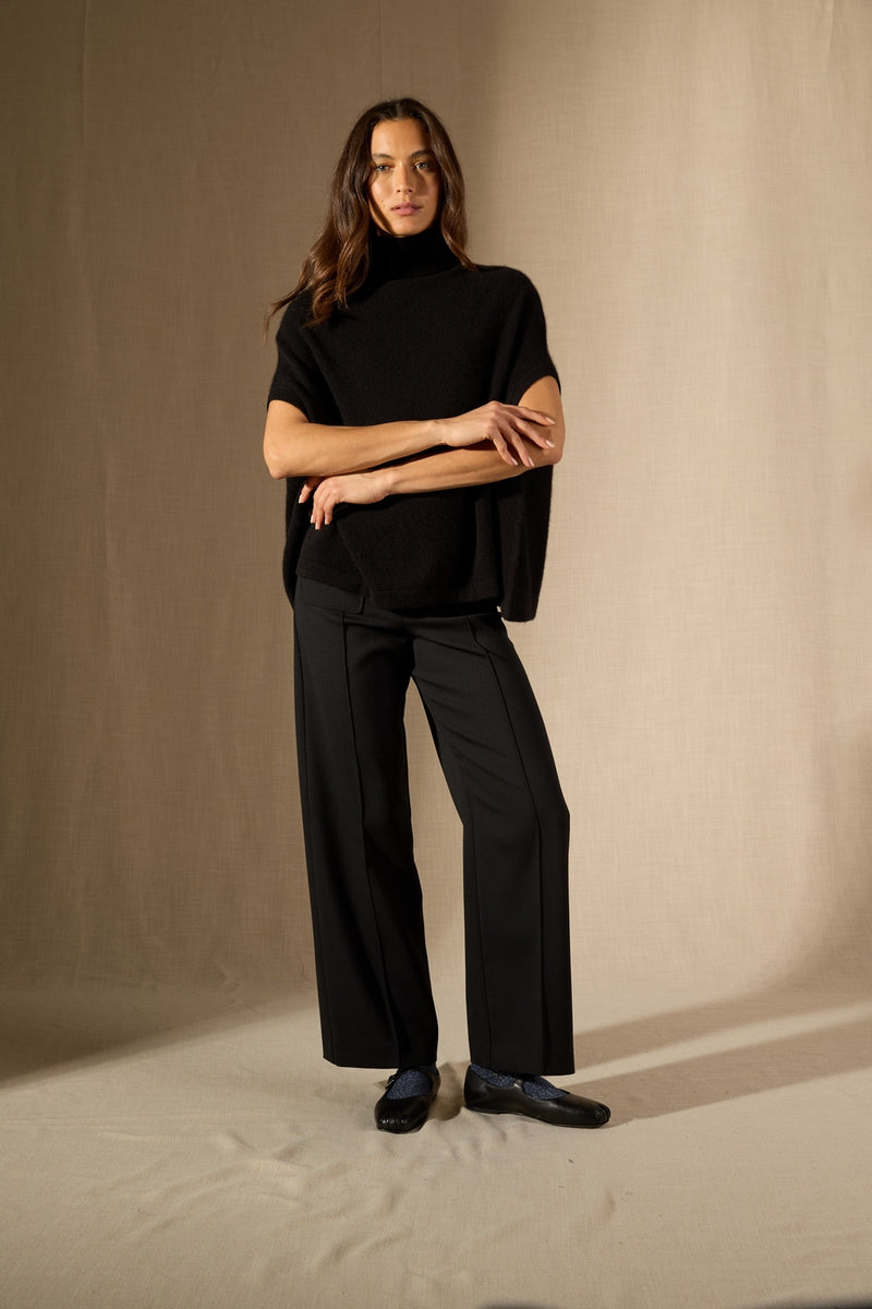 Cape Col Roulé Melina - 100% Cachemire 2 Fils - Noir - Women