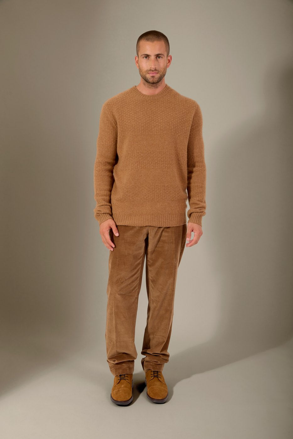 Pull Col Rond 4 Fils Aidan - Noisette