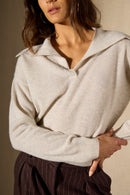 Pull Col Châle Croisé - Crimson - Gris Perle Chiné