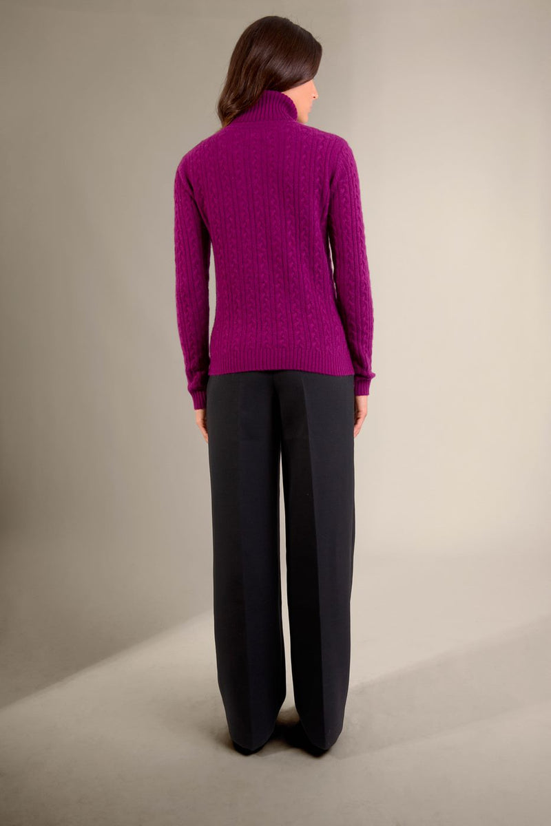 Jersey de cuello alto de 4 hilos - Amelia - Ciruela