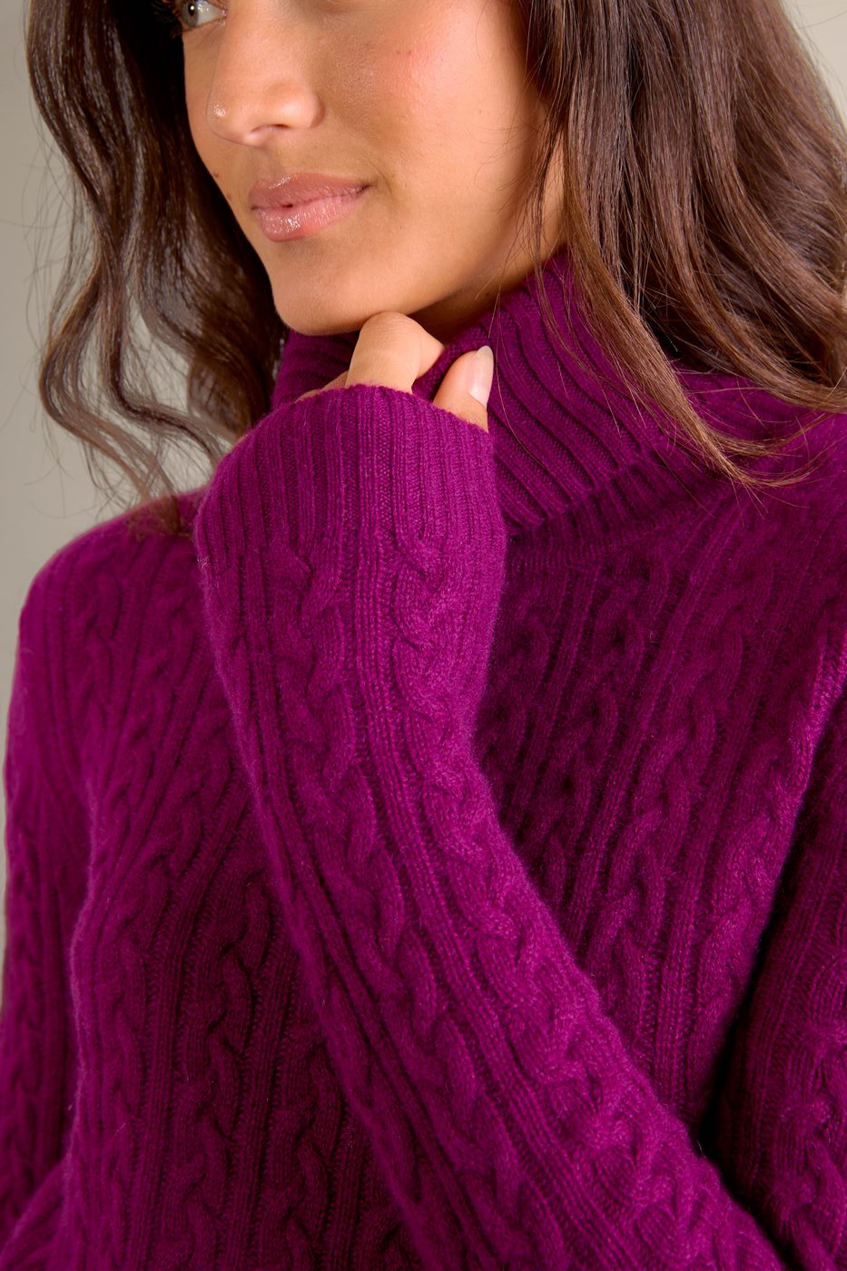 Pull Col Roulé 4 Fils - Amelia - Prune
