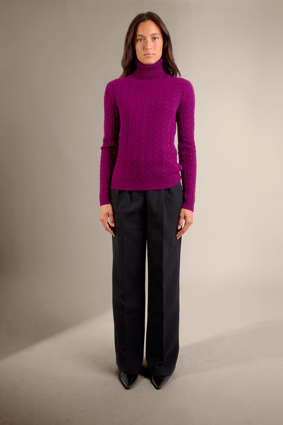 Pull Col Roulé 4 Fils - Amelia - Prune