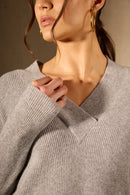 Jersey cruzado con cuello en V - Grainne - Gris Ratón Brezo
