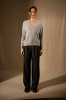 Jersey cruzado con cuello en V - Grainne - Gris Ratón Brezo