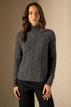 Pull Col Montant 6 Fils Mairead - Anthracite Chiné