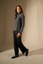 Pull Col Montant 6 Fils Mairead - Anthracite Chiné