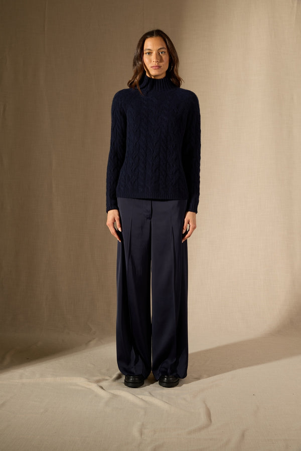 Maglione a collo lupetto 6 fili Mairead - Blu marino