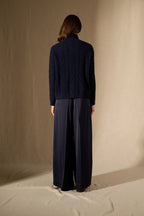 Pull Col Montant 6 Fils Mairead - Marine