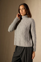 Pull Col Montant 6 Fils Mairead - 100% Cachemire 6 Fils - Nuage Chiné - Women