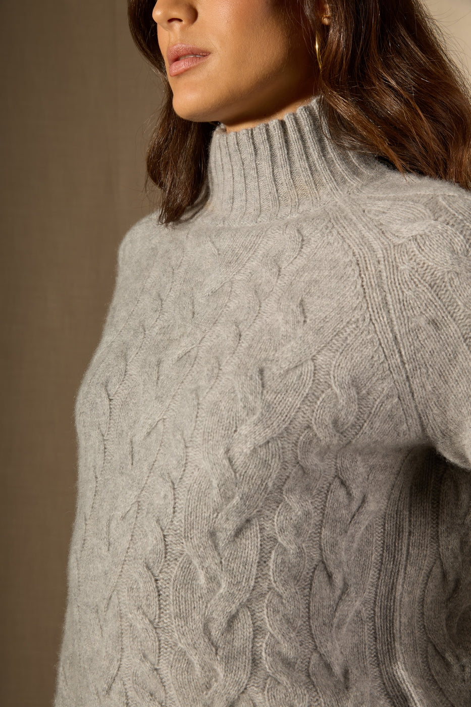 Pull Col Montant 6 Fils Mairead - 100% Cachemire 6 Fils - Nuage Chiné - Women