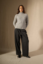 Pull Col Montant 6 Fils Mairead - 100% Cachemire 6 Fils - Nuage Chiné - Women