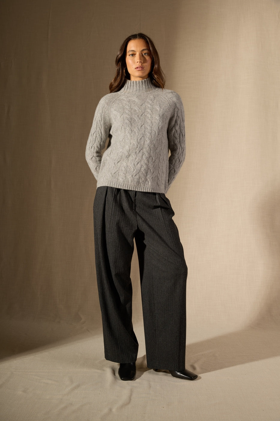 Pull Col Montant 6 Fils Mairead - 100% Cachemire 6 Fils - Nuage Chiné - Women