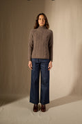 Pull Col Montant 6 Fils Mairead - Taupe Chiné