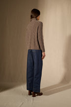 Pull Col Montant 6 Fils Mairead - Taupe Chiné