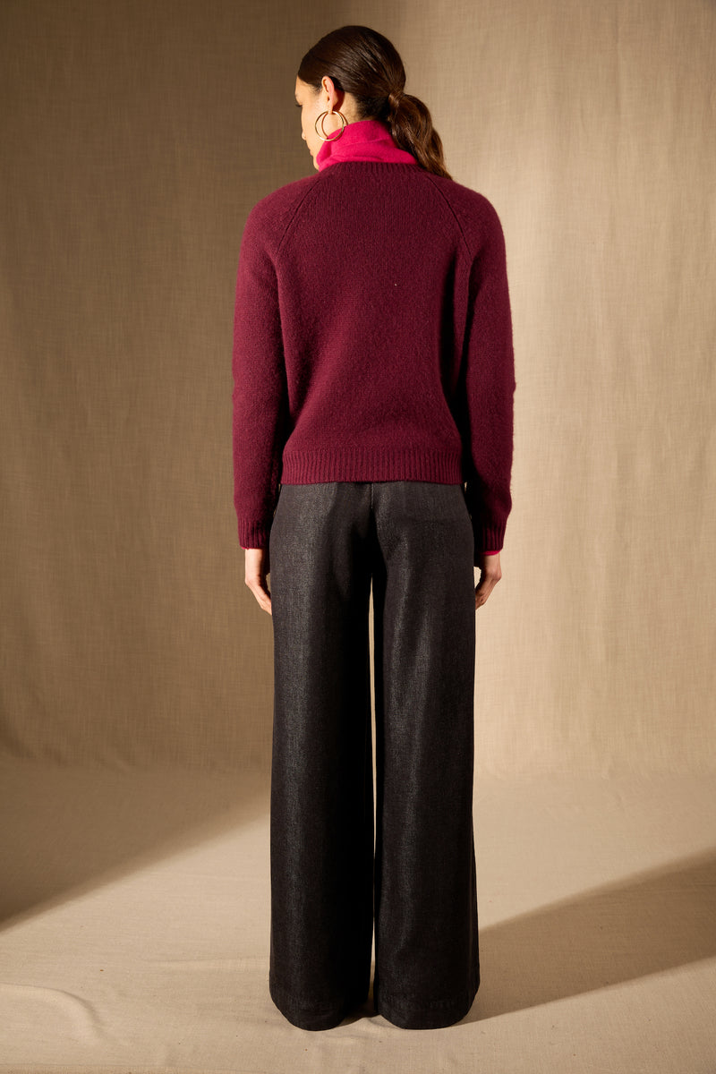 Cardigan - 100% Cachemire 8 Fils - Mûre - Femme