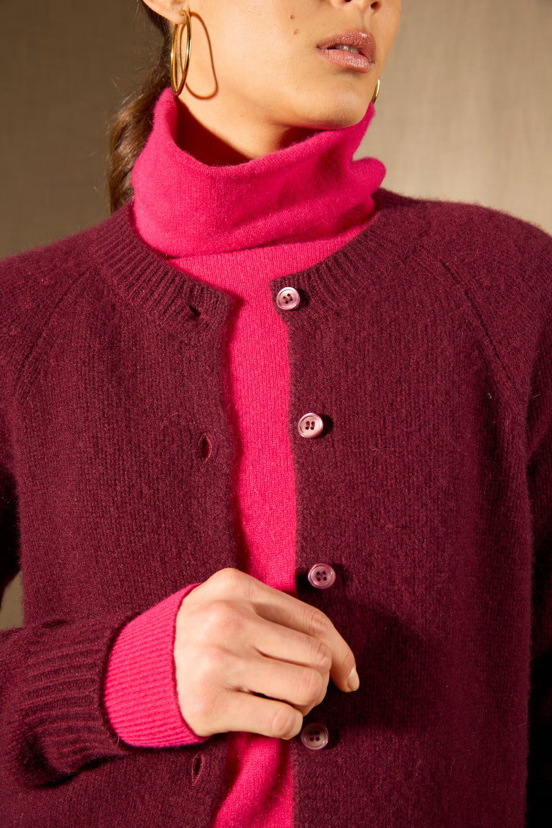 Cardigan - 100% Cachemire 8 Fils - Mûre - Femme