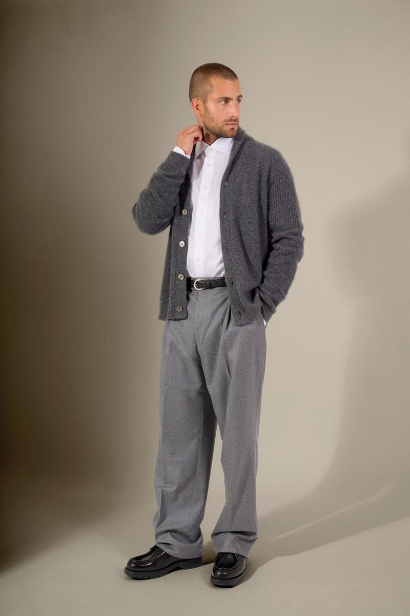 4-Thread Buttoned Shawl Collar Jacket - Gilmour - Anthracite Heather