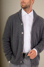 Chaqueta Abotonada Cuello Chal 4 Hilos - Gilmour - Antracita Jaspeada