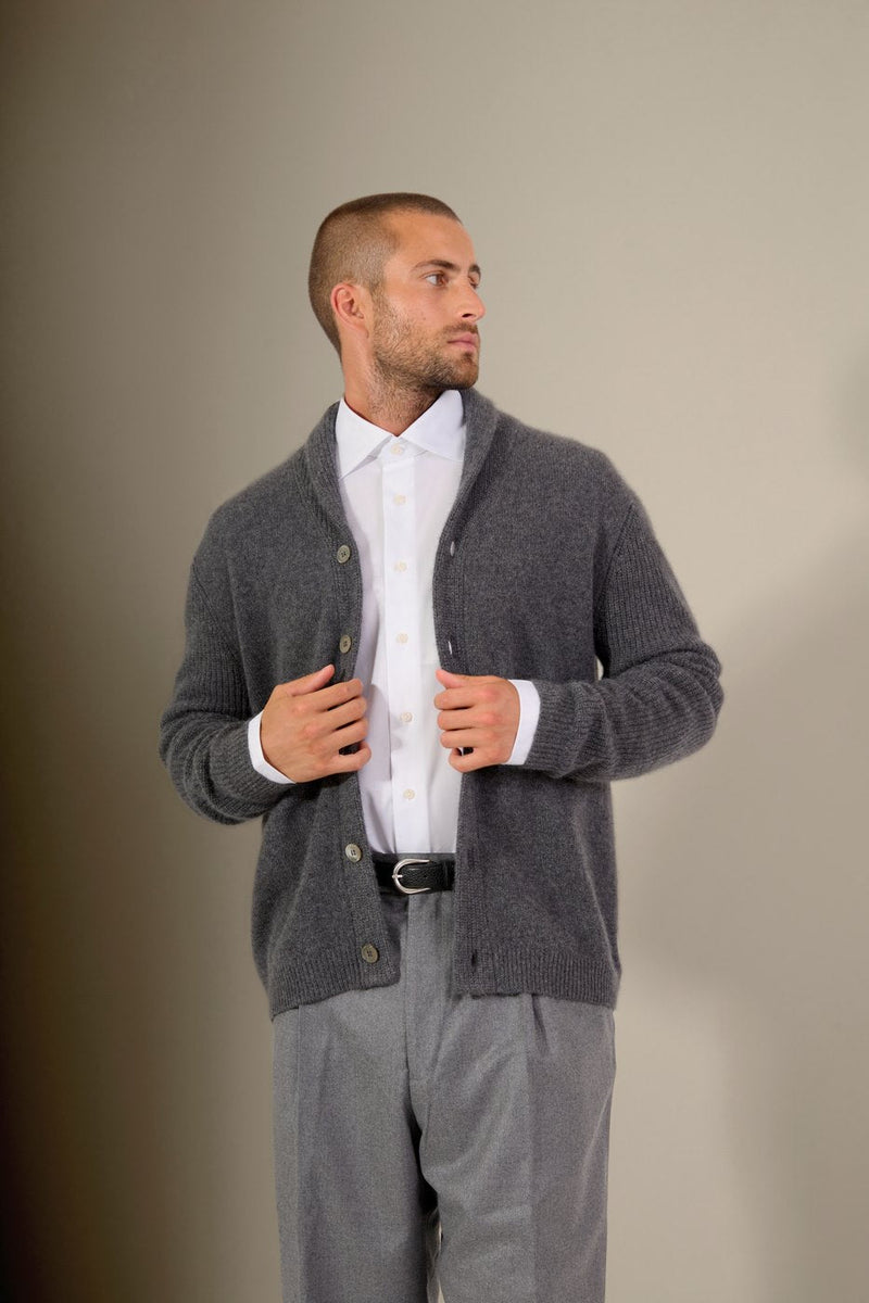 4-Thread Buttoned Shawl Collar Jacket - Gilmour - Anthracite Heather