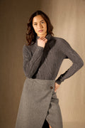 6-Ply High-Neck Jumper - Aspen - Heathered Anthracite