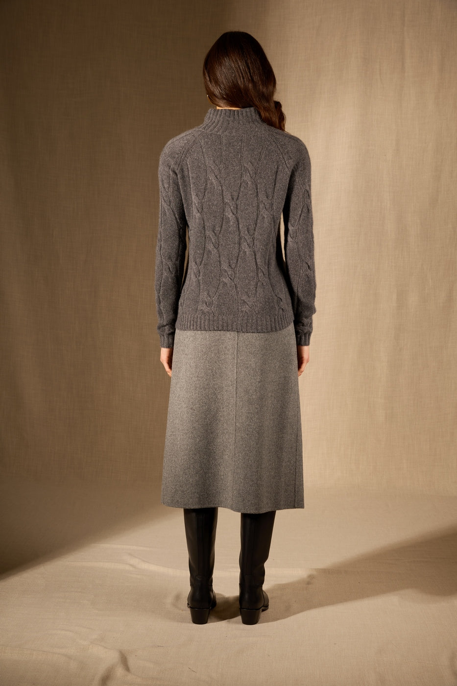 6-Ply High-Neck Jumper - Aspen - Heathered Anthracite