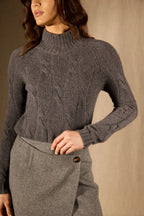 6-Ply High-Neck Jumper - Aspen - Heathered Anthracite