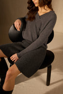 Jupe - 100% Cachemire 2 Fils - Carbone Chiné - Femme