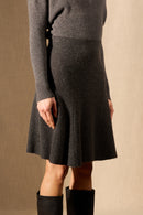 Jupe - 100% Cachemire 2 Fils - Carbone Chiné - Femme