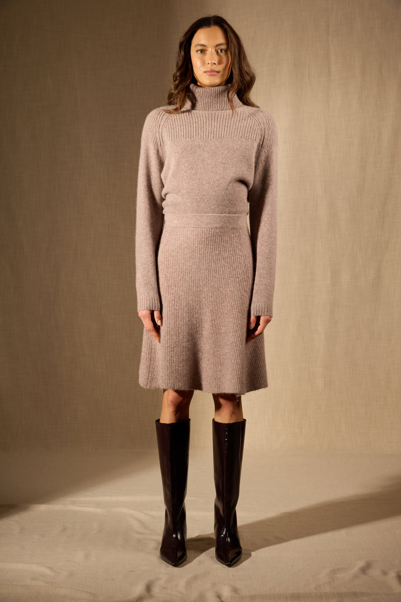 Jupe - 100% Cachemire 2 Fils - Caribou Chiné - Femme