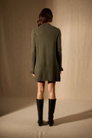Vestido de cuello alto y puños con volante - Lyamia - Caqui