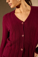 Cardigan - 100% Cachemire 2 Fils - Bordeaux - Femme