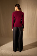 Cardigan - 100% Cachemire 2 Fils - Bordeaux - Femme