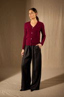 Cardigan - 100% Cachemire 2 Fils - Bordeaux - Femme