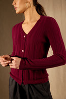Cardigan - 100% Cachemire 2 Fils - Bordeaux - Femme