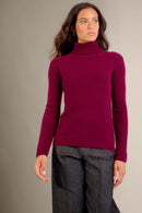 4-Ply Turtleneck Sweater - Celeste - Burgundy