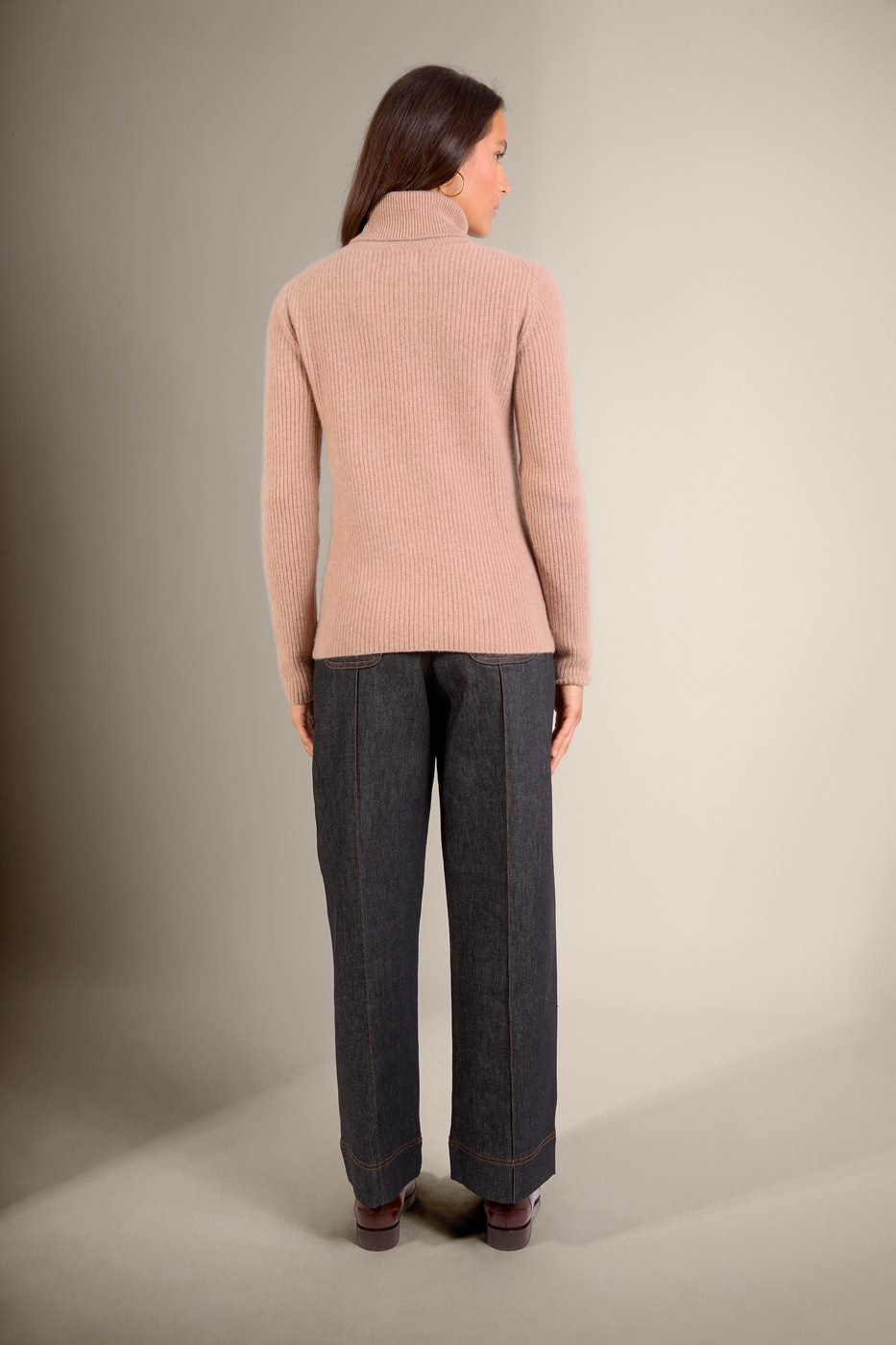 Pull Col Roulé 4 Fils Celeste - Camel Chiné