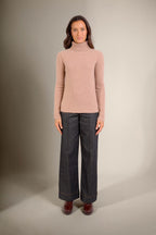 Pull Col Roulé 4 Fils Celeste - Camel Chiné