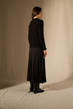 Pull Col Rond Volant Poignet Et Col Arlenia - 100% Cachemire 2 Fils - Noir - Women