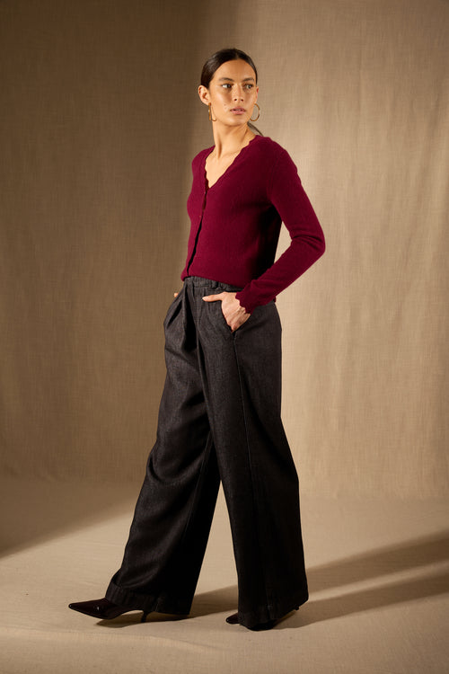 Cardigan - 100% Cachemire 2 Fils - Bordeaux - Femme