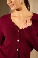 Cardigan - 100% Cachemire 2 Fils - Bordeaux - Femme