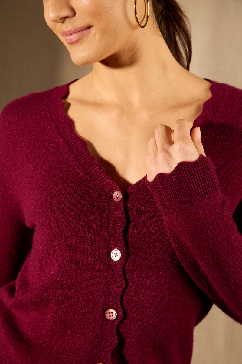 Cardigan - 100% Cachemire 2 Fils - Bordeaux - Femme