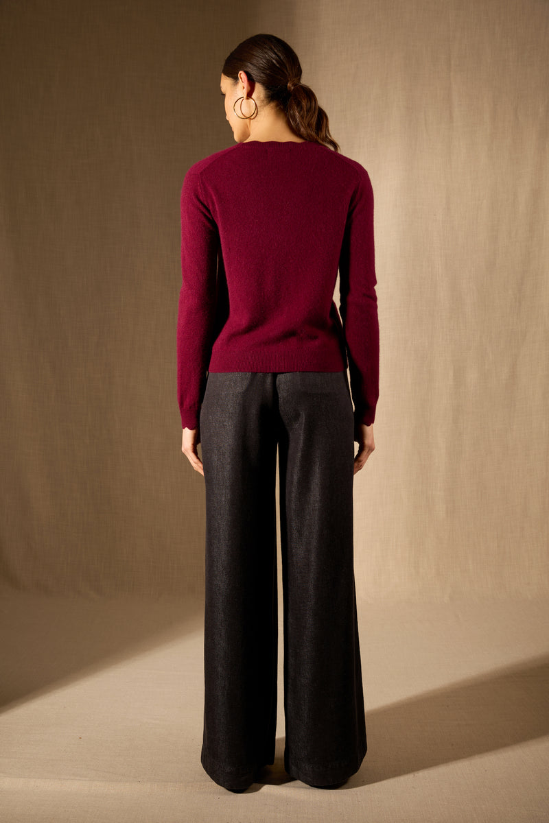 Cardigan - 100% Cachemire 2 Fils - Bordeaux - Femme