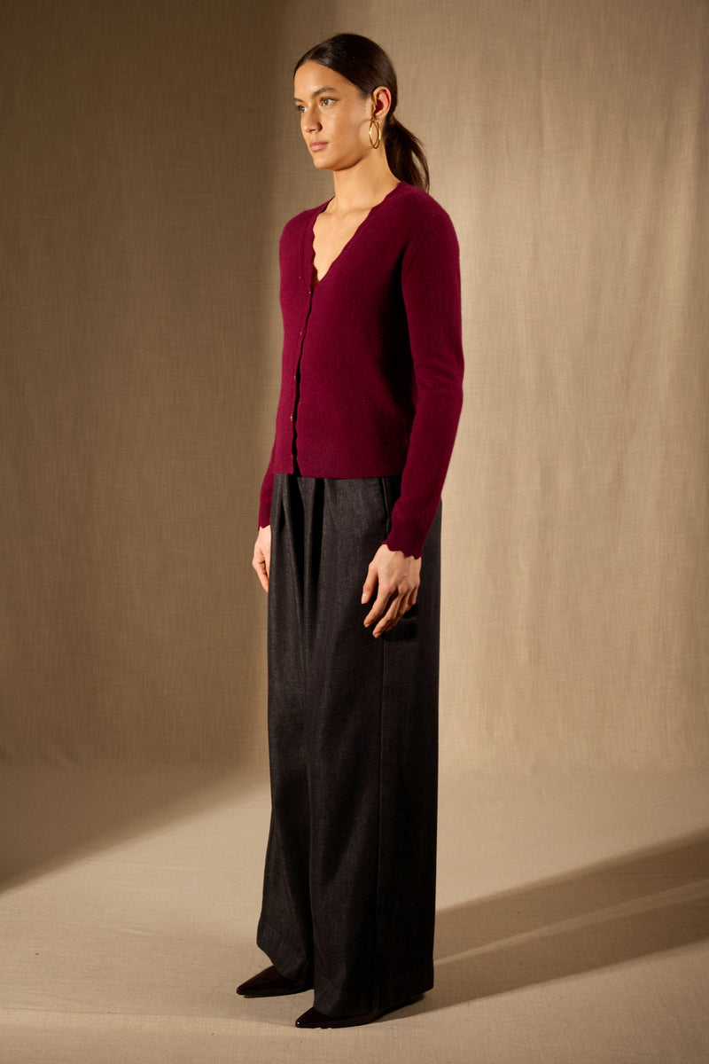 Cardigan - 100% Cachemire 2 Fils - Bordeaux - Femme