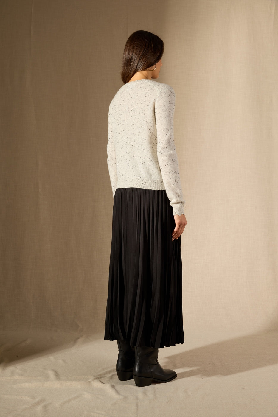 V-Neck Cardigan Leora - 100% 2-Ply Cashmere - Grey/Black - Women