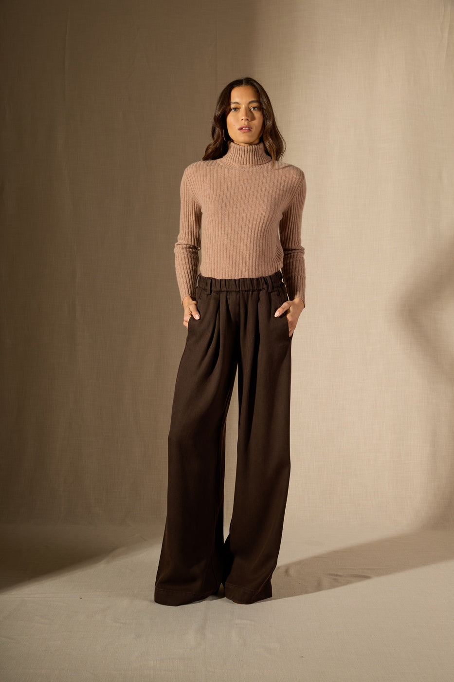 Round Neck Jumper - Souna - Camel Marl