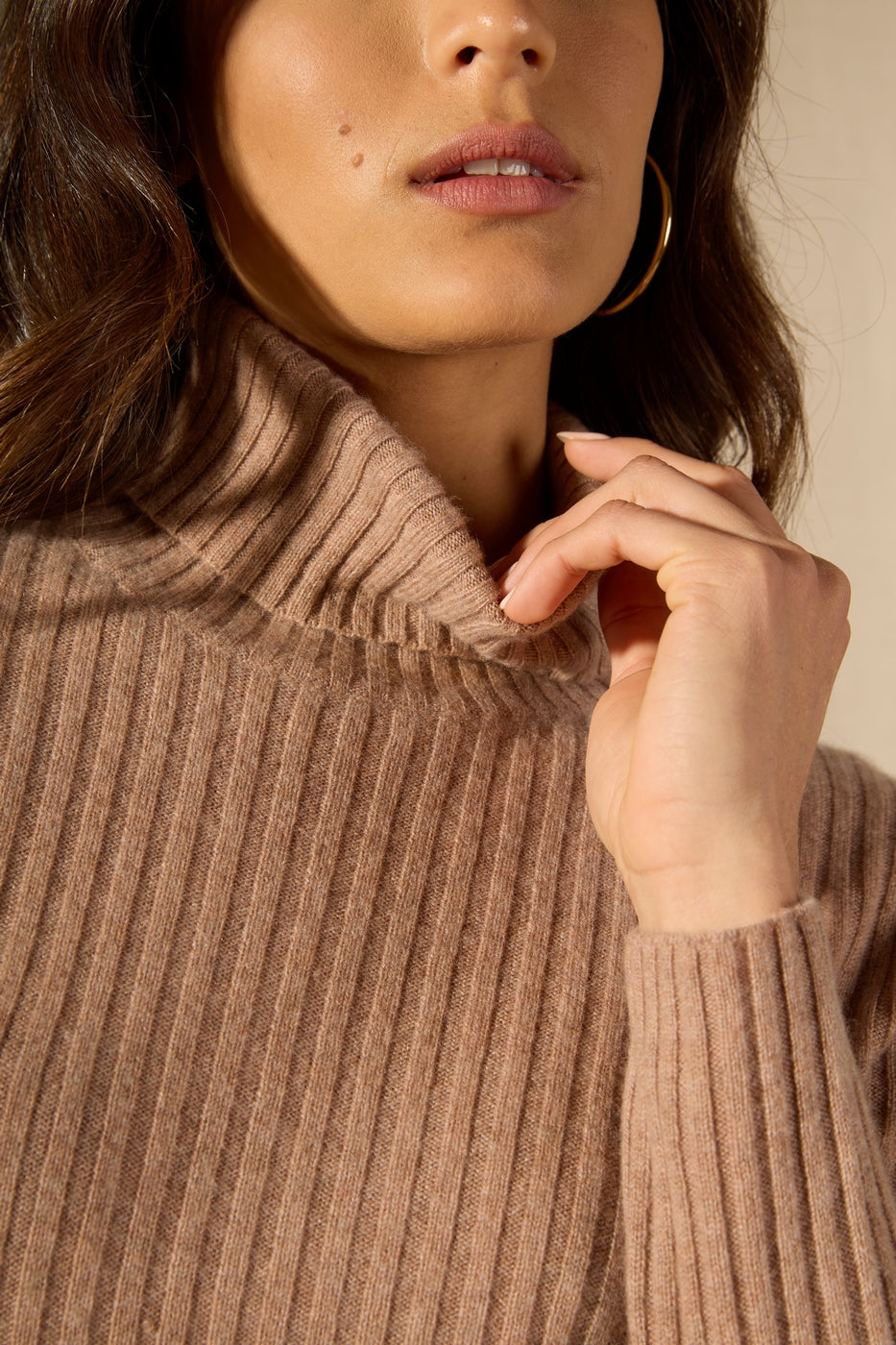 Round Neck Jumper - Souna - Camel Marl