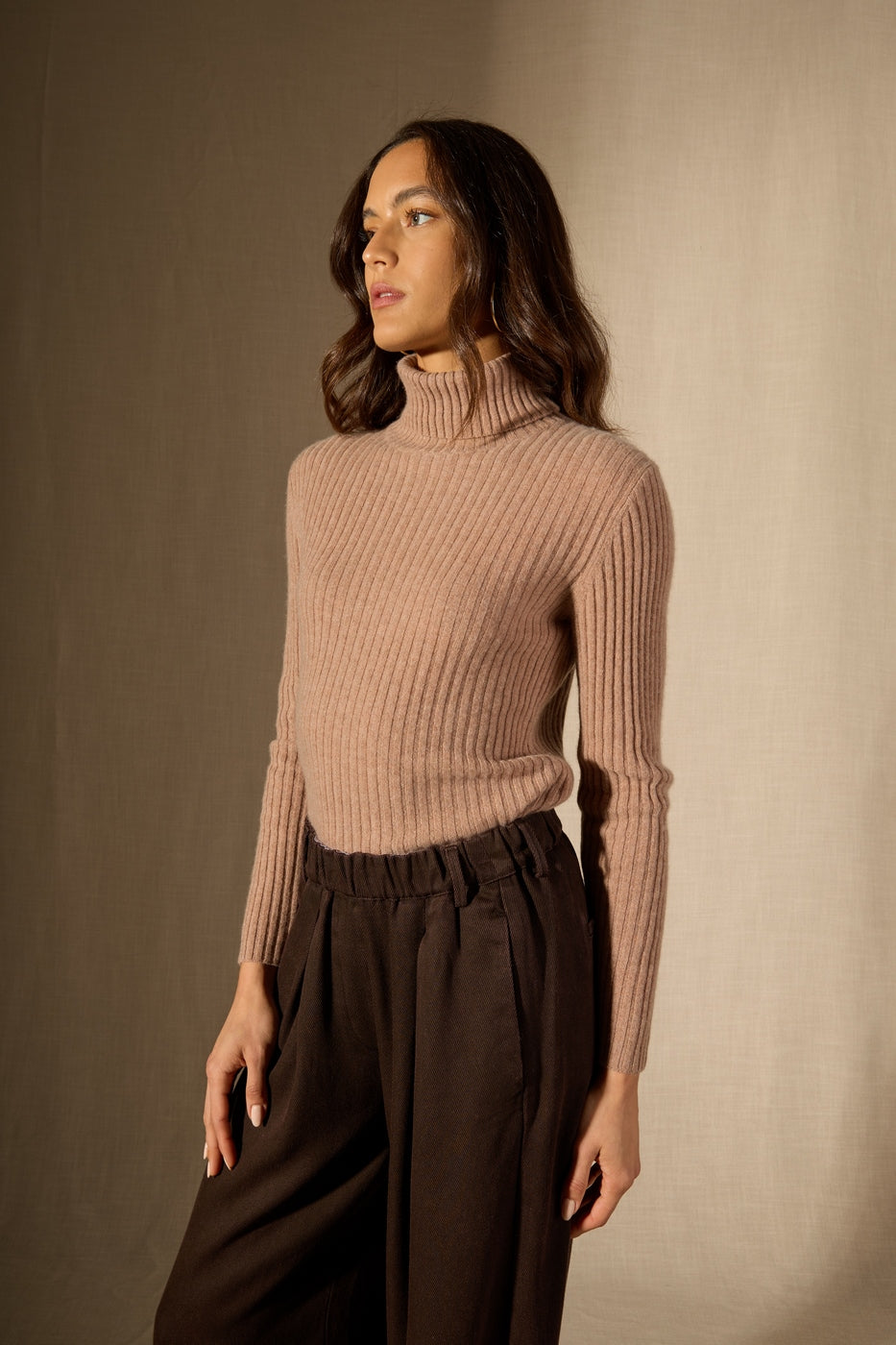 Round Neck Jumper - Souna - Camel Marl